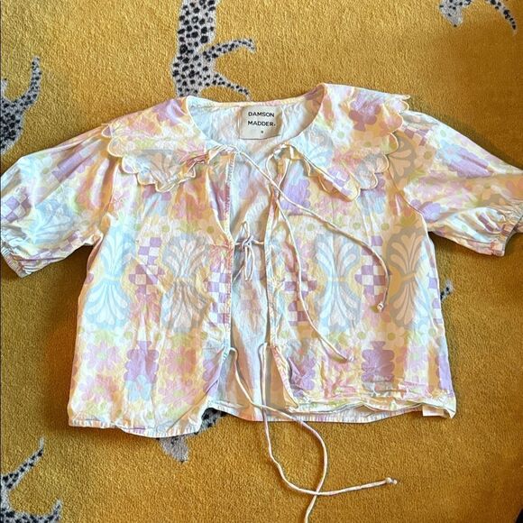 Damson Madder Tops - Damson Madder Shell Blouse in Floral Pastel Size 16